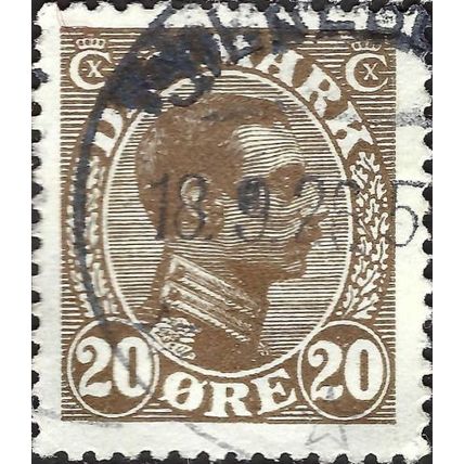 DENMARK, King Christian X, brown 1921, 20ore