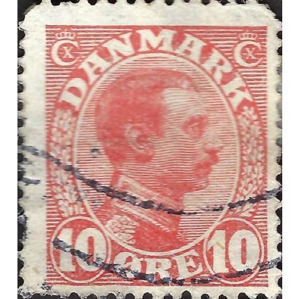 DENMARK, King Christian X, red 1913, 10ore