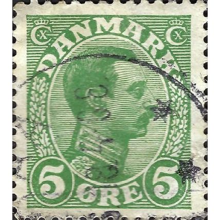 DENMARK, King Christian X, green 1913, 5ore