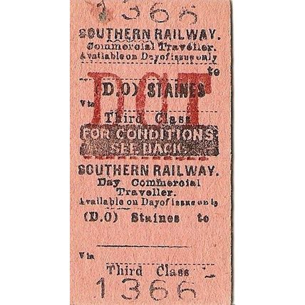 S.R. Edmondson Commercial Traveller Ticket - Staines to ..................