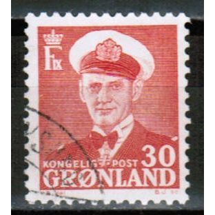 1950 Greenland Sc# 35 used - King Frederik IX 30 ore vermilion
