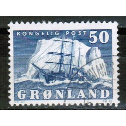 1950 Greenland Sc# 36 used - Sailing ship Gustav Holm 50 ore