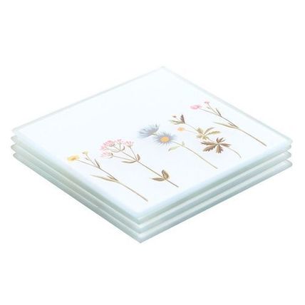 Glass Drinks Coaster Set Floral Pattern