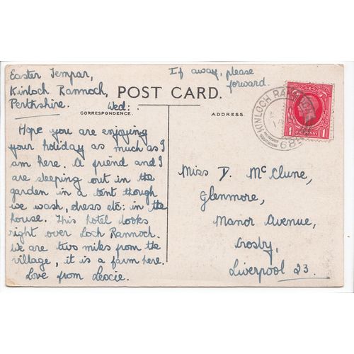 Loch Rannoch Hotel Kinloch Rannoch Perthshire 1922 Postcard