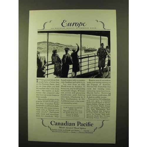 1927 Canadian Pacific Cruise Ad - Europe
