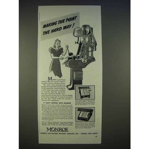 1940 Monroe Adding Calculator Ad - Making the Point