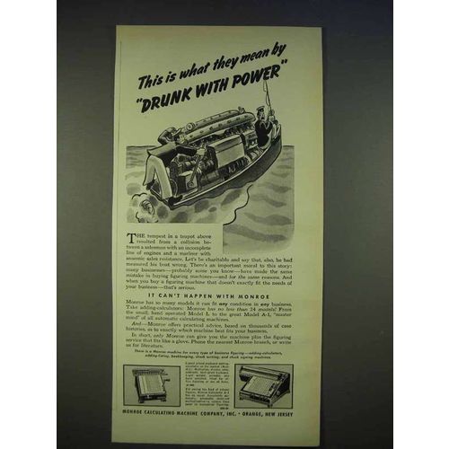 1940 Monroe Adding-Calculator Ad - Drunk With Power