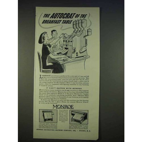 1940 Monroe Adding-Calculator Ad, Autocrat of Breakfast