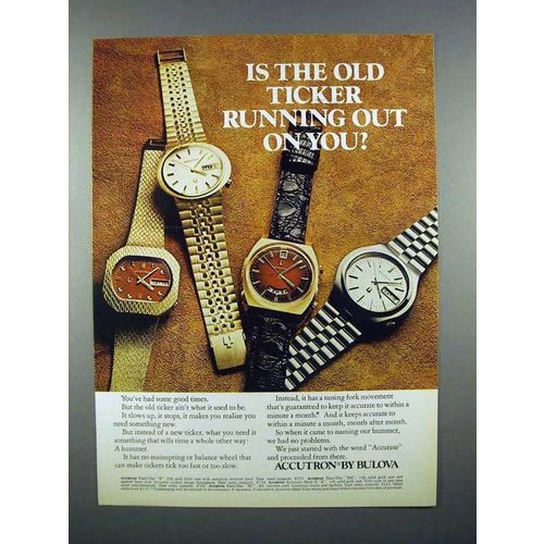1972 Bulova Accutron Date/Day B, BH, BC + Watch Ad