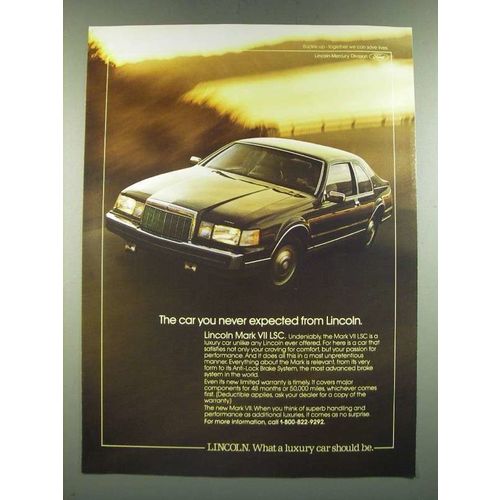 1986 Lincoln Mark VII LSC Ad - The Car You Never Expected from Lincoln