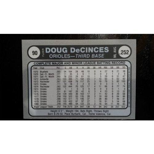 1981 Fleer Star Sticker Card # 090 Doug DeCinces Ex (5) Baltimore Orioles