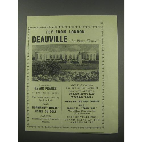1954 Deauville Tourism Ad - Fly from London Deauville La Paige Fleurie