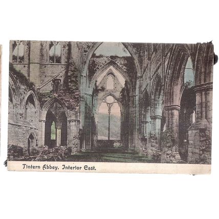 TINTERN ABBEY, MONMOUTHSHIRE , used antique postcard by harvey Barton 1910 pm =