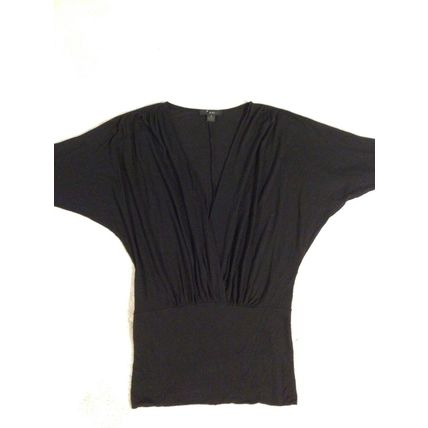 XXI Women Top Black Size S Big V-Neckline 3/4 Sleeve Style & Comfort