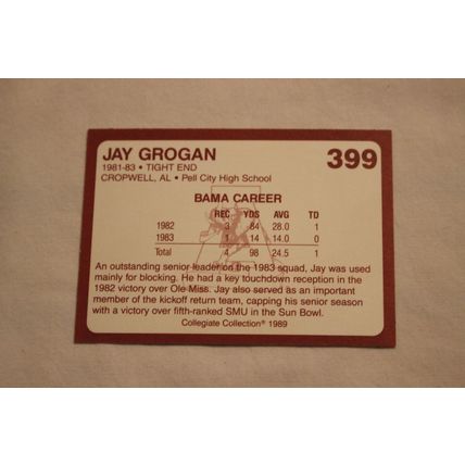 Jim Grogan 1989 Collegiate Collection Alabama's Finest NO. 399