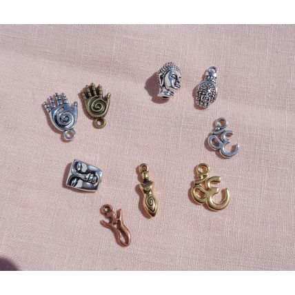 9 Mixed Spiritual Celestrial Metaphysical Charms Double Sided Hamsa Goddess Om