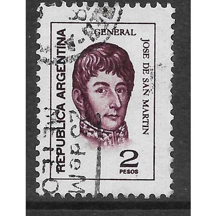 ARGENTINA REP 1970 2p BROWN GENERAL JOSE DE SAN MARTIN FINE USED