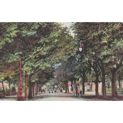 Ladies on Bicycle Bike Antique Cheltenham Imperial Square Postcard