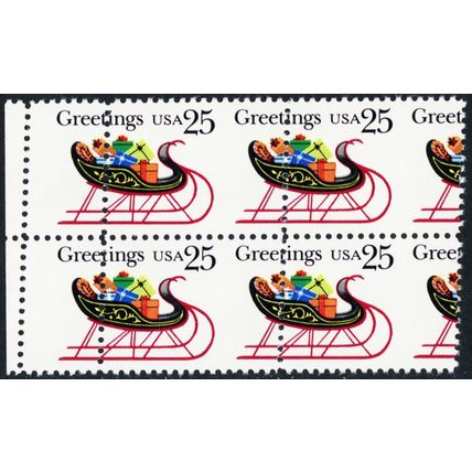 2428, MNH 25¢ Misperforated Freak Error Block .. Stuart Katz