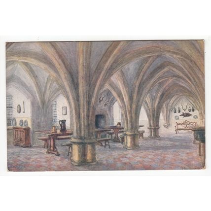 Servant's Hall Warwick Castle W W Quatremain Art Postcard 846