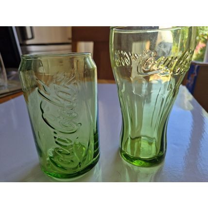 VINTAGE COCA COLA GREEN GLASSES