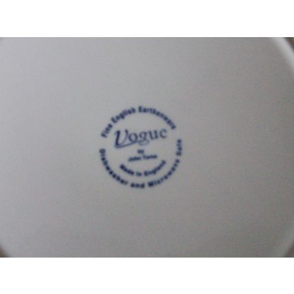 Vogue by John Tams 5 DARK BLUE RING PATTERN DINNER PLATES 27.3cms VINTAGE **GC**