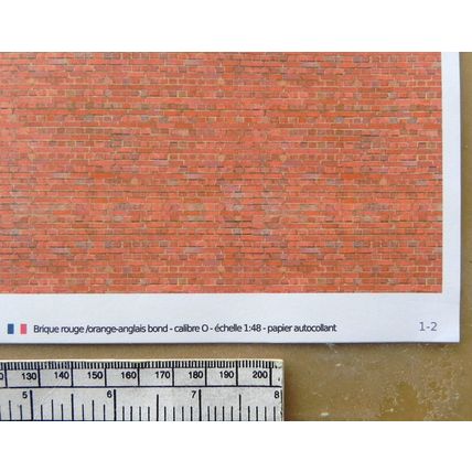 Papier autocollant rouge/orange brique pour O gauge - échelle 1:48 - feuille A4