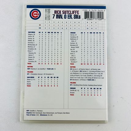 Chicago Cubs Legends - Great Games Rick Sutcliffe Oct 2 1984 DVD