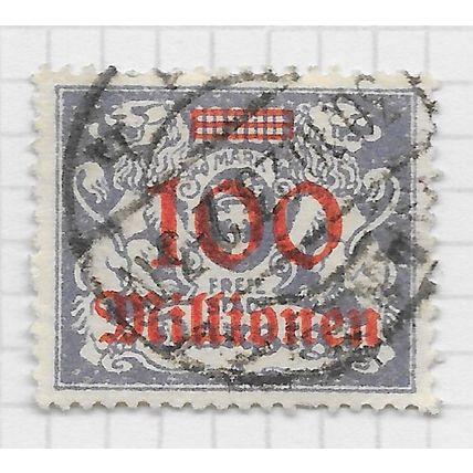 DANZIG 1923 SURCHARGES HYPERINFLATION Mi 174 100 MILLION USED DATED POSTAL