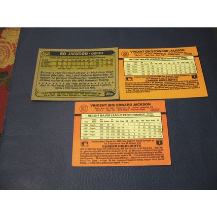 1980's and 1990's Bo Jackson Baseball Cards
