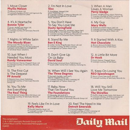 20 classic love songs : Promotional CD from the Daily Mail