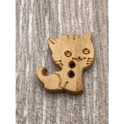 17mm Cat Buttons Natural Wood 2 Hole Baby Cardigan Knitting Sewing Crafts Diy