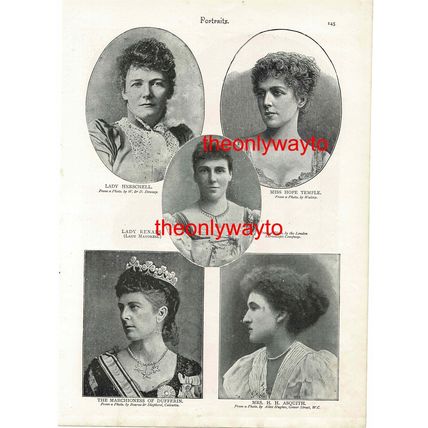 Famous Women, Lady Herschel, Miss Hope Temple +3 Book Illustration (Print), 1895