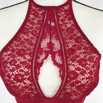 Victoria’s Secret Very Sexy Lace Bralette Halter Bra Burgundy Wine Sz Large