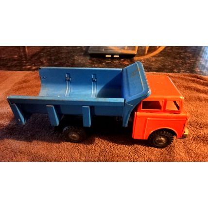 Old Tin Friction Powered Dump Truck Working (AHI Made In Japan) 1960s 8 3/4 Long