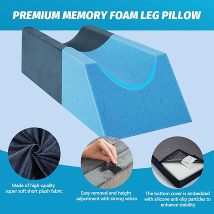 JOYWOO Memory Foam Leg Elevation Pillow - Post-Surgery, Knee and Ankle Injuries,