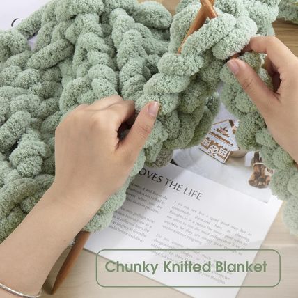 Hombys Sage Green Chunky Chenille Yarn for Crocheting and Knitting, Super Bulky