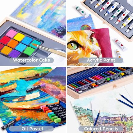 85 Piece Deluxe Wooden Art Supplies, Art Kit with Easel and Acrylic Pad, Art Set