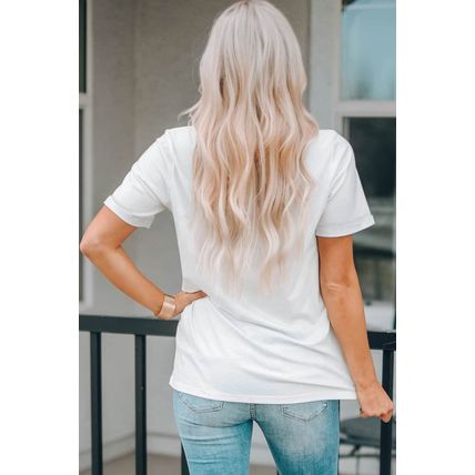 White MAMA Slogan Print Crew Neck Casual T Shirt