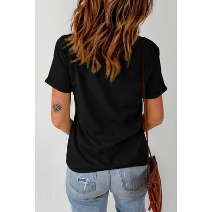 Black Mardi Gras Sequin Pattern Crew Neck T Shirt