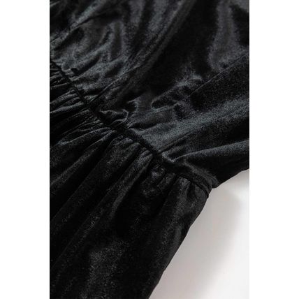 Black Velvet Square Neck Sleeveless High Waist Mini Dress with Pockets