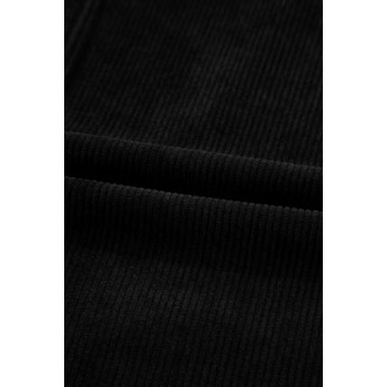 Black Corduroy Sleeveless Mini Dress With Patched Pockets