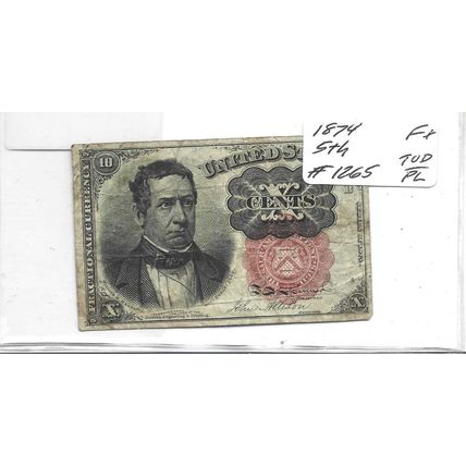 1874 US 10 Cent Bill5th series #1265 VF