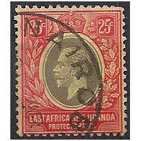 East Africa & Uganda Protect 1912 SG50 25c Black & Red/Yellow Fine Used .