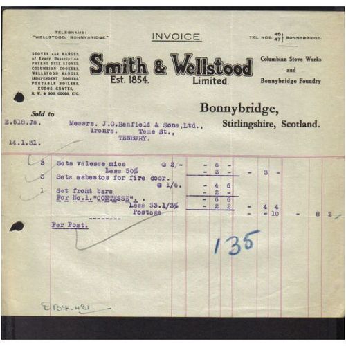 SMITH & WELLSTOOD LTD, "ESSE COOKER CO", BONNYBRIDGE,STERLINGSHIRE  , 14-1-31