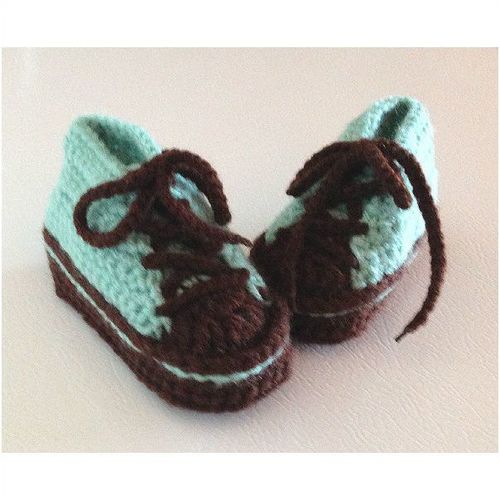 Baby booties #B005 crochet trainers tennis shoes unisex 3-9 months