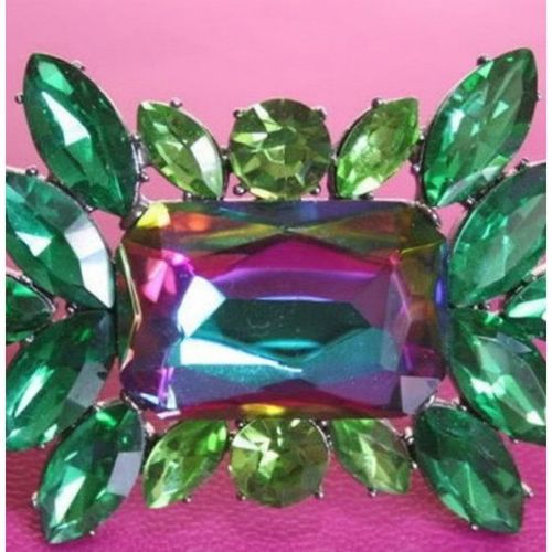 Karen Millen Designer Emerald Blue Pink Coat Brooch Jewellery New With Tag