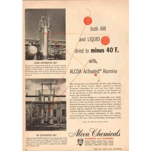 aluminum company of america 1950 activated alumina dried vintage ad