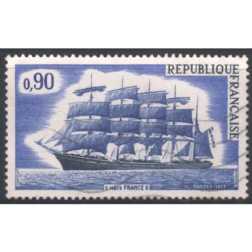France 1973 - SG2011 - 90c black, blue & indigo - Five-masted Barque - used