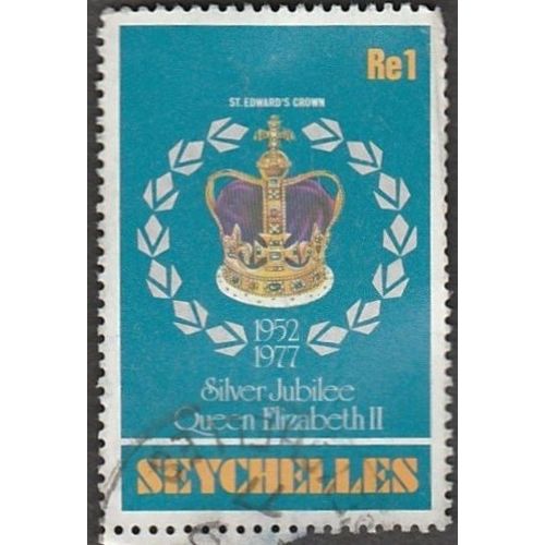 Seychelles 1977 Re 1 Value. Silver Jubilee, St Edwards Crown. Fine Used